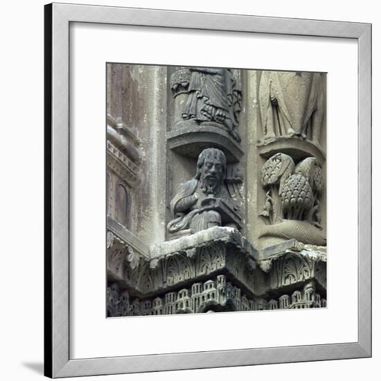 Front west detail of Chartres Cathedral, 12th century-Unknown-Framed Photographic Print