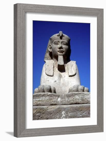 Frontal View of Sphinx from the Avenue of Sphinxes, Temple Sacred to Amun Mut and Khons, Luxor, Egy-CM Dixon-Framed Photographic Print