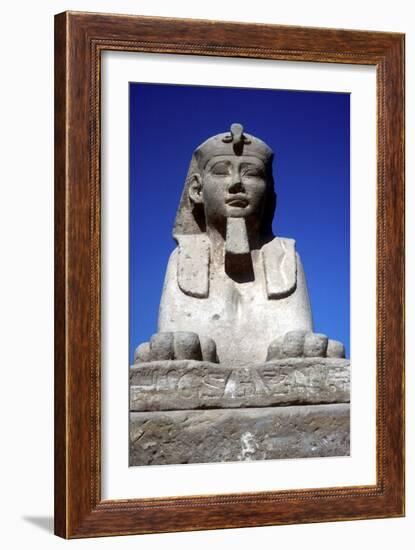 Frontal View of Sphinx from the Avenue of Sphinxes, Temple Sacred to Amun Mut and Khons, Luxor, Egy-CM Dixon-Framed Photographic Print