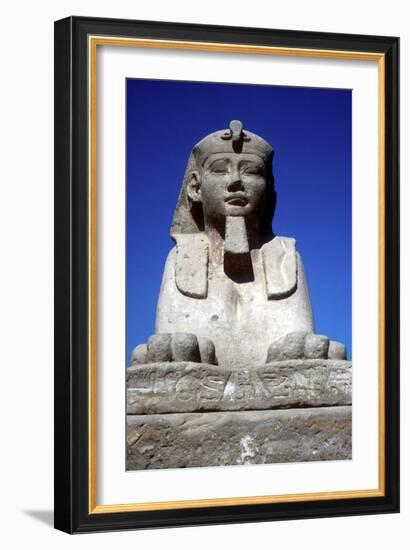 Frontal View of Sphinx from the Avenue of Sphinxes, Temple Sacred to Amun Mut and Khons, Luxor, Egy-CM Dixon-Framed Photographic Print