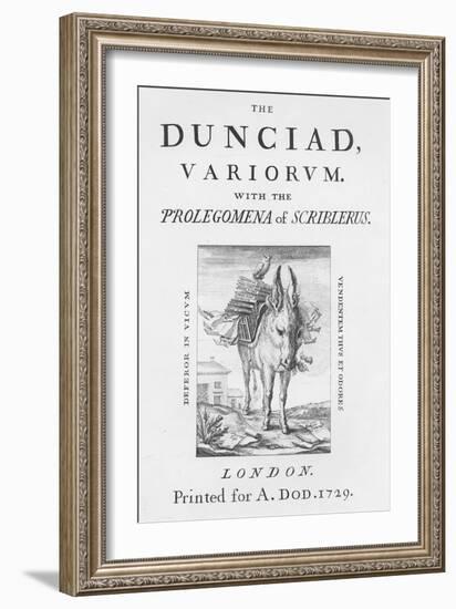 Frontispiece and Title Page to 'The Dunciad Variorum' by Alexander Pope, 1729 (Engraving)-English-Framed Giclee Print