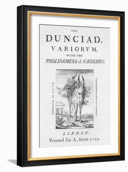 Frontispiece and Title Page to 'The Dunciad Variorum' by Alexander Pope, 1729 (Engraving)-English-Framed Giclee Print