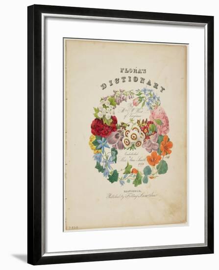 Frontispiece and Title Page, Wreath of Flowers, from Flora's Dictionary, 1838-E. W. Wirt-Framed Giclee Print