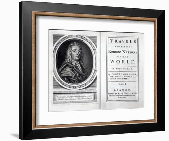 Frontispiece and Titlepage to 'Gulliver's Travels' by Jonathan Swift, 1726-English School-Framed Giclee Print