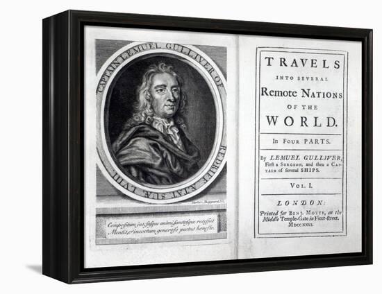 Frontispiece and Titlepage to 'Gulliver's Travels' by Jonathan Swift, 1726-English School-Framed Premier Image Canvas