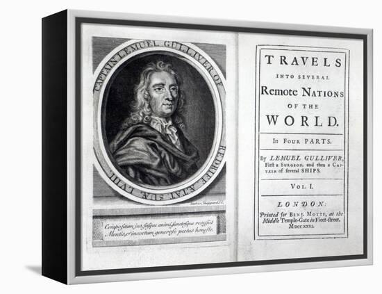 Frontispiece and Titlepage to 'Gulliver's Travels' by Jonathan Swift, 1726-English School-Framed Premier Image Canvas
