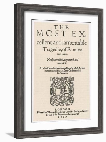 Frontispiece for Book of Shakespeare's Romeo and Juliet-null-Framed Art Print