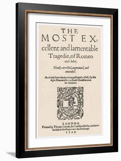 Frontispiece for Book of Shakespeare's Romeo and Juliet-null-Framed Art Print