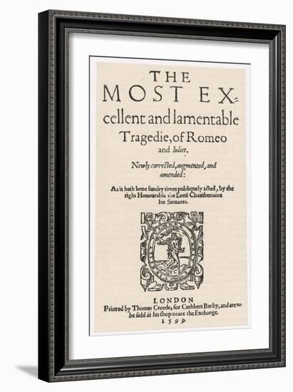 Frontispiece for Book of Shakespeare's Romeo and Juliet-null-Framed Art Print