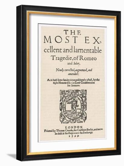 Frontispiece for Book of Shakespeare's Romeo and Juliet-null-Framed Art Print