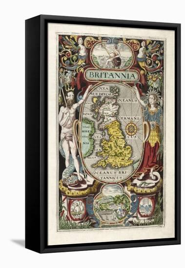 Frontispiece from Britannia, by William Camden, Pub. 1607 (Hand Coloured Engraving)-William Hole-Framed Premier Image Canvas