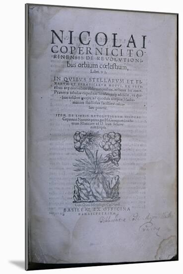 Frontispiece from the Second Edition of 'De Revolutionibus Orbium Coelestium'-European School-Mounted Giclee Print