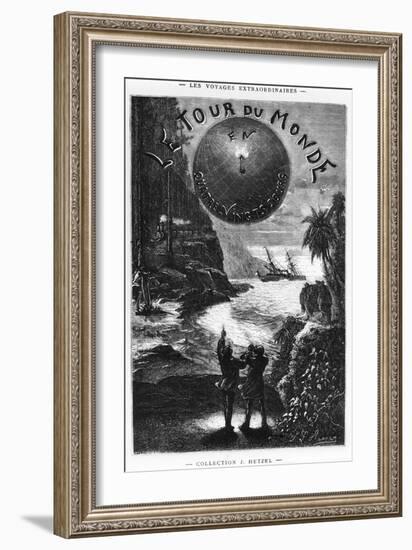 Frontispiece of "Around the World in Eighty Days" by Jules Verne Paris, Hetzel, Late 19th Century-L Bennet-Framed Giclee Print