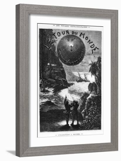 Frontispiece of "Around the World in Eighty Days" by Jules Verne Paris, Hetzel, Late 19th Century-L Bennet-Framed Giclee Print