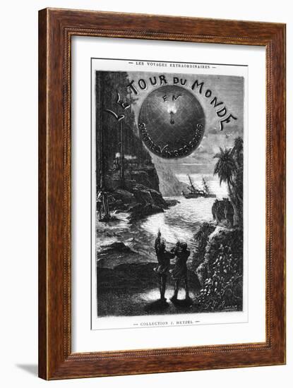 Frontispiece of "Around the World in Eighty Days" by Jules Verne Paris, Hetzel, Late 19th Century-L Bennet-Framed Giclee Print