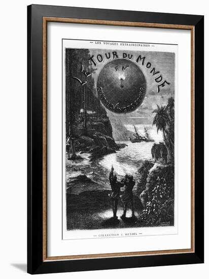 Frontispiece of "Around the World in Eighty Days" by Jules Verne Paris, Hetzel, Late 19th Century-L Bennet-Framed Giclee Print