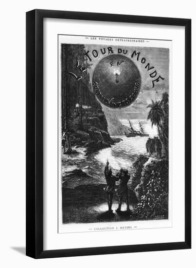 Frontispiece of "Around the World in Eighty Days" by Jules Verne Paris, Hetzel, Late 19th Century-L Bennet-Framed Giclee Print