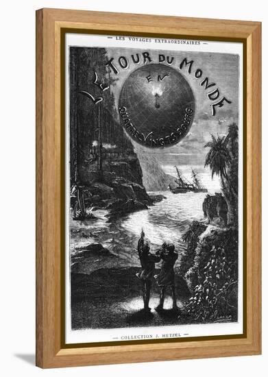 Frontispiece of "Around the World in Eighty Days" by Jules Verne Paris, Hetzel, Late 19th Century-L Bennet-Framed Premier Image Canvas