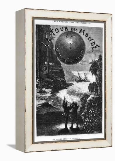 Frontispiece of "Around the World in Eighty Days" by Jules Verne Paris, Hetzel, Late 19th Century-L Bennet-Framed Premier Image Canvas