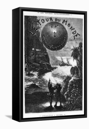 Frontispiece of "Around the World in Eighty Days" by Jules Verne Paris, Hetzel, Late 19th Century-L Bennet-Framed Premier Image Canvas