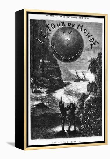 Frontispiece of "Around the World in Eighty Days" by Jules Verne Paris, Hetzel, Late 19th Century-L Bennet-Framed Premier Image Canvas