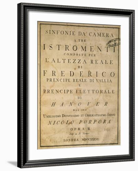 Frontispiece of Chamber Symphonies, 1736-Nicola Antonio Porpora-Framed Giclee Print