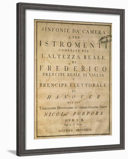 Frontispiece of Chamber Symphonies, 1736-Nicola Antonio Porpora-Framed Giclee Print