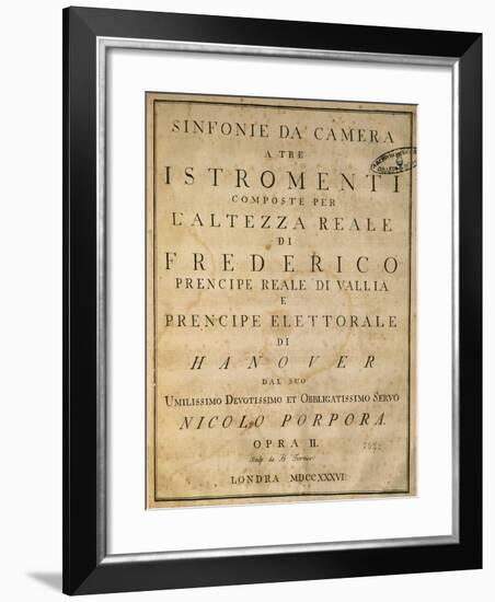 Frontispiece of Chamber Symphonies, 1736-Nicola Antonio Porpora-Framed Giclee Print