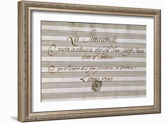 Frontispiece of Handwritten Music Score of Semiramis Recognized-Johann Adolf Hasse-Framed Giclee Print