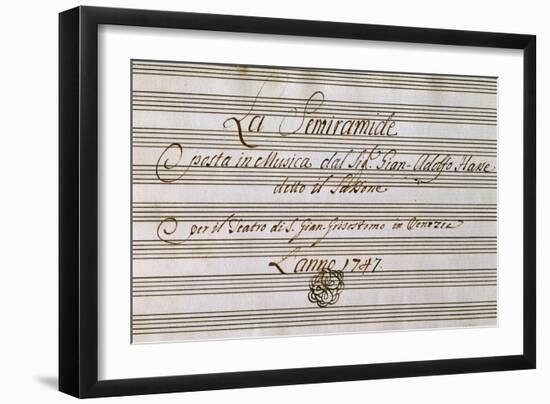 Frontispiece of Handwritten Music Score of Semiramis Recognized-Johann Adolf Hasse-Framed Giclee Print