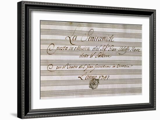 Frontispiece of Handwritten Music Score of Semiramis Recognized-Johann Adolf Hasse-Framed Giclee Print