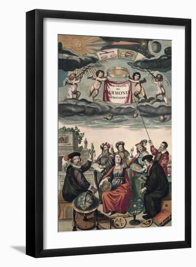 Frontispiece of 'Harmonia Macrocosmica' or 'Celestial Atlas'-Andreas Cellarius-Framed Art Print