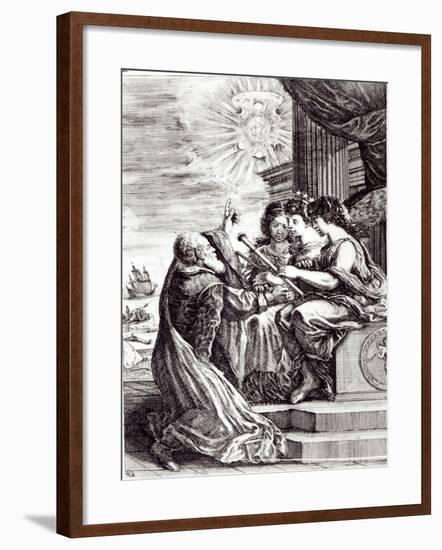 Frontispiece of Opere Di Galileo Galilei, Published in Bologna in 1656-null-Framed Giclee Print