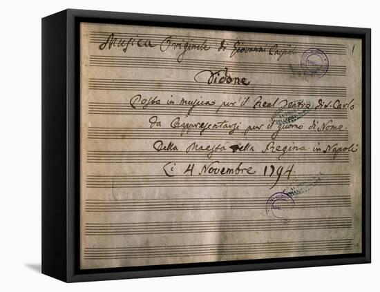 Frontispiece of the Autograph Music Score of Dido-Giovanni Paisiello-Framed Premier Image Canvas