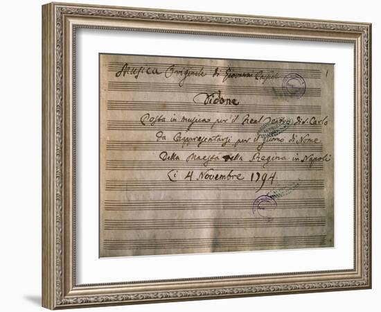 Frontispiece of the Autograph Music Score of Dido-Giovanni Paisiello-Framed Giclee Print