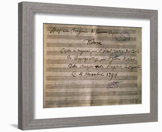 Frontispiece of the Autograph Music Score of Dido-Giovanni Paisiello-Framed Giclee Print