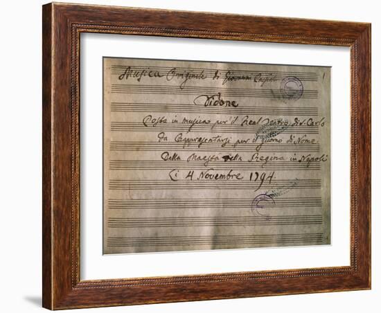 Frontispiece of the Autograph Music Score of Dido-Giovanni Paisiello-Framed Giclee Print