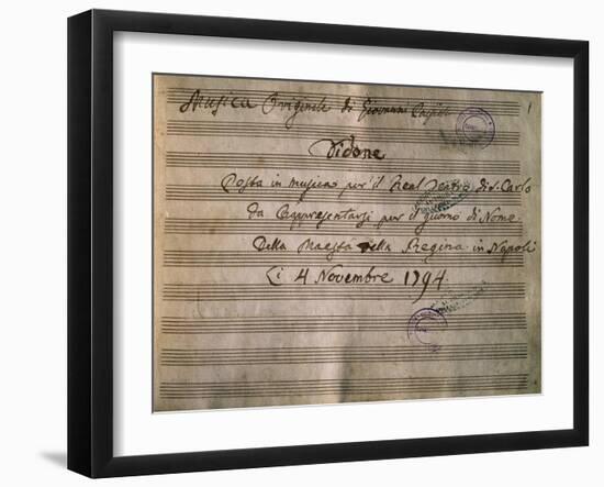 Frontispiece of the Autograph Music Score of Dido-Giovanni Paisiello-Framed Giclee Print