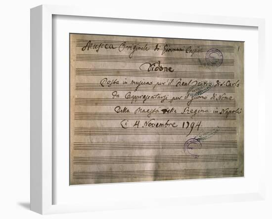 Frontispiece of the Autograph Music Score of Dido-Giovanni Paisiello-Framed Giclee Print