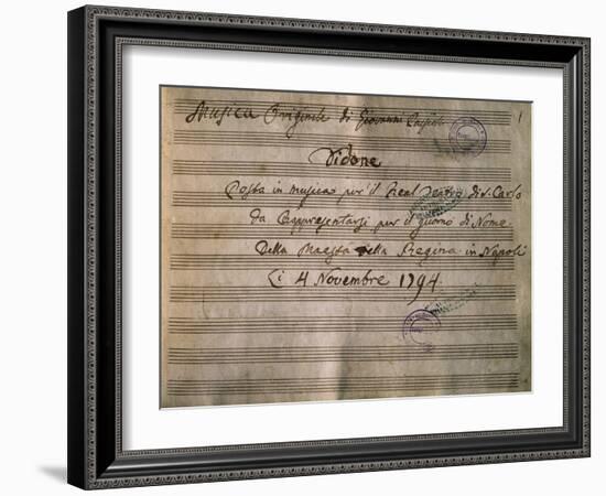 Frontispiece of the Autograph Music Score of Dido-Giovanni Paisiello-Framed Giclee Print