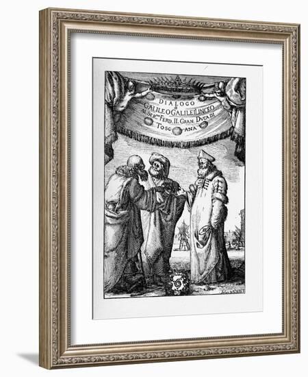 Frontispiece of the Dialogue Concerning the Two Chief World Systems by Galileo Galilei, 1632-Stefano Della Bella-Framed Giclee Print