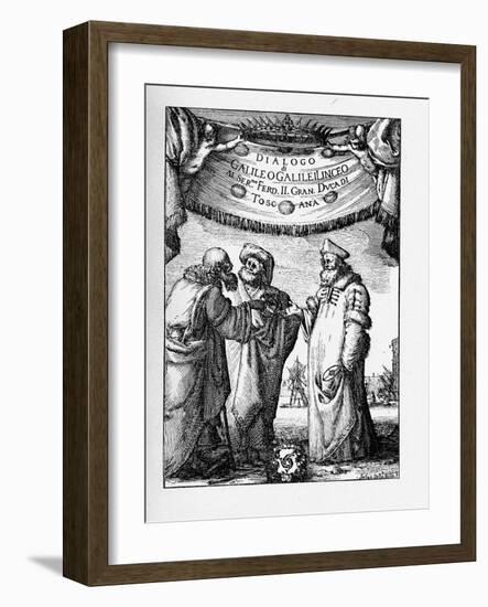 Frontispiece of the Dialogue Concerning the Two Chief World Systems by Galileo Galilei, 1632-Stefano Della Bella-Framed Giclee Print