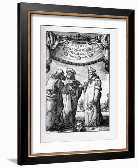 Frontispiece of the Dialogue Concerning the Two Chief World Systems by Galileo Galilei, 1632-Stefano Della Bella-Framed Giclee Print