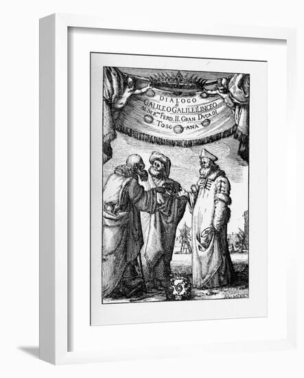 Frontispiece of the Dialogue Concerning the Two Chief World Systems by Galileo Galilei, 1632-Stefano Della Bella-Framed Giclee Print