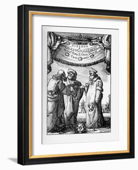 Frontispiece of the Dialogue Concerning the Two Chief World Systems by Galileo Galilei, 1632-Stefano Della Bella-Framed Giclee Print