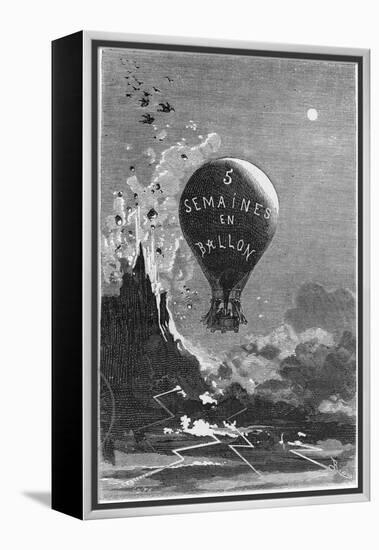 Frontispiece to "Five Weeks in a Balloon" by Jules Verne-Édouard Riou-Framed Premier Image Canvas