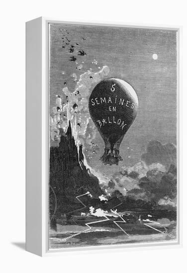 Frontispiece to "Five Weeks in a Balloon" by Jules Verne-Édouard Riou-Framed Premier Image Canvas