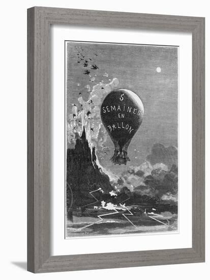 Frontispiece to "Five Weeks in a Balloon" by Jules Verne-Édouard Riou-Framed Giclee Print