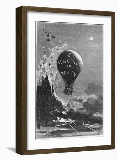 Frontispiece to "Five Weeks in a Balloon" by Jules Verne-Édouard Riou-Framed Giclee Print