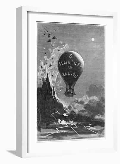 Frontispiece to "Five Weeks in a Balloon" by Jules Verne-Édouard Riou-Framed Giclee Print